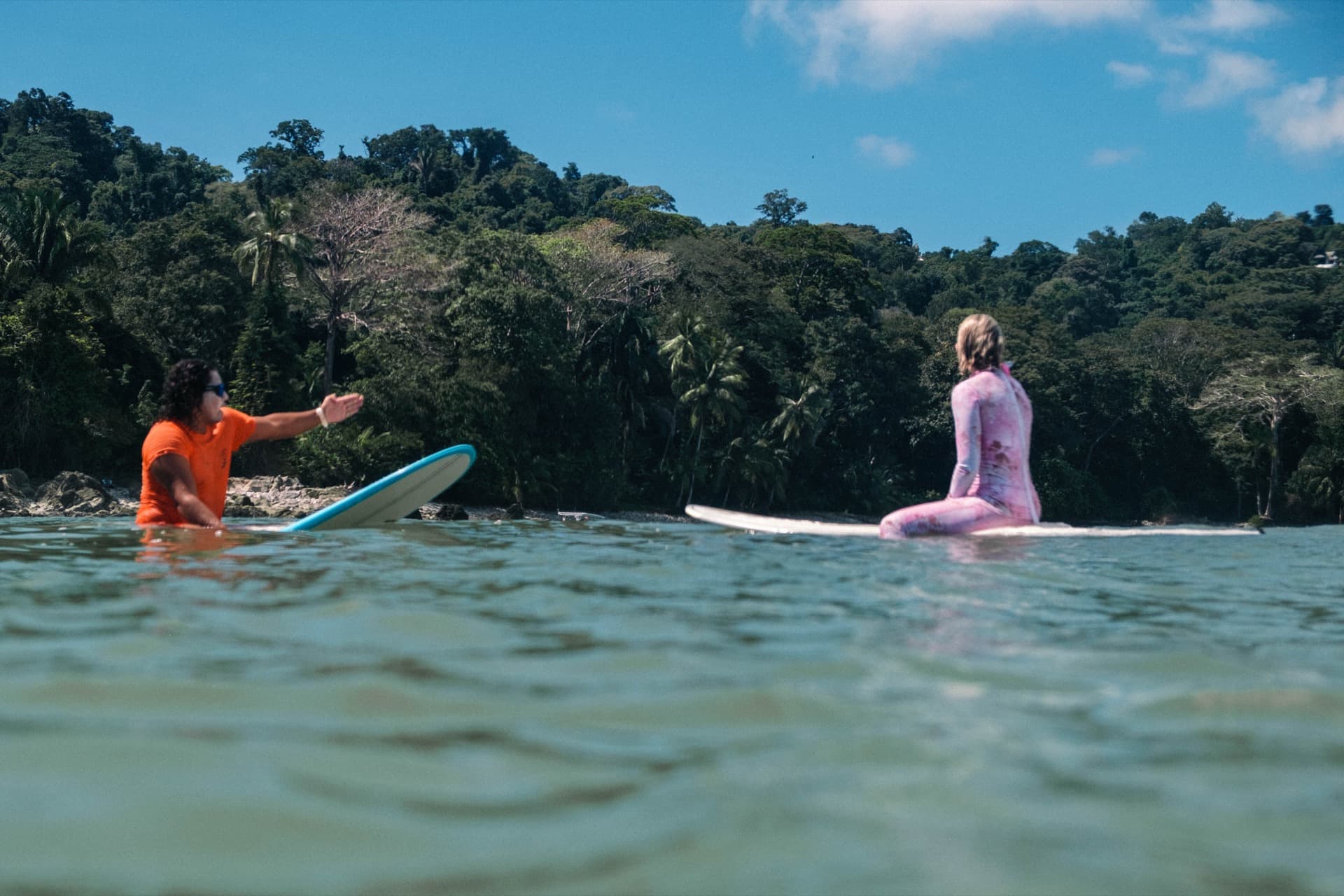 Aaron giving a surf lesson at Cabo Matapalo